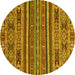 Round Machine Washable Abstract Yellow Modern Rug, wshabs3081yw