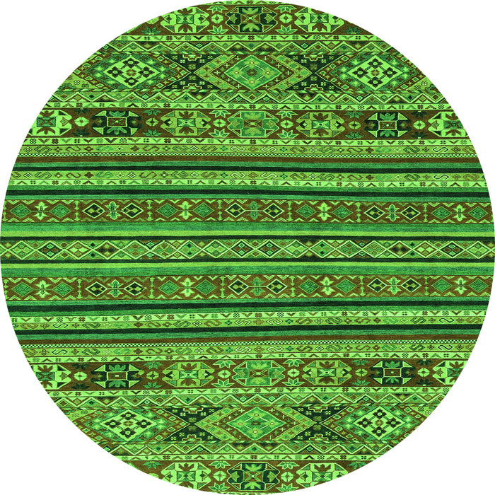 Round Machine Washable Abstract Green Modern Area Rugs, wshabs3081grn