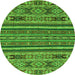 Round Machine Washable Abstract Green Modern Area Rugs, wshabs3081grn