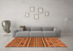 Machine Washable Abstract Orange Modern Area Rugs in a Living Room, wshabs3081org