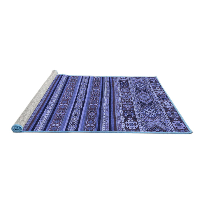 Sideview of Machine Washable Abstract Blue Modern Rug, wshabs3081blu