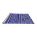 Sideview of Machine Washable Abstract Blue Modern Rug, wshabs3081blu