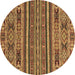 Round Machine Washable Abstract Brown Modern Rug, wshabs3081brn