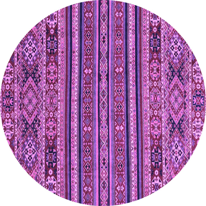 Round Machine Washable Abstract Purple Modern Area Rugs, wshabs3081pur