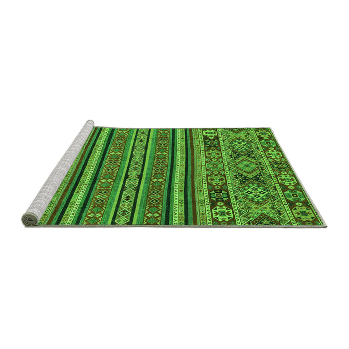 Sideview of Machine Washable Abstract Green Modern Area Rugs, wshabs3081grn