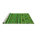 Sideview of Machine Washable Abstract Green Modern Area Rugs, wshabs3081grn