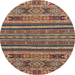 Round Machine Washable Abstract Brown Red Rug, wshabs3081