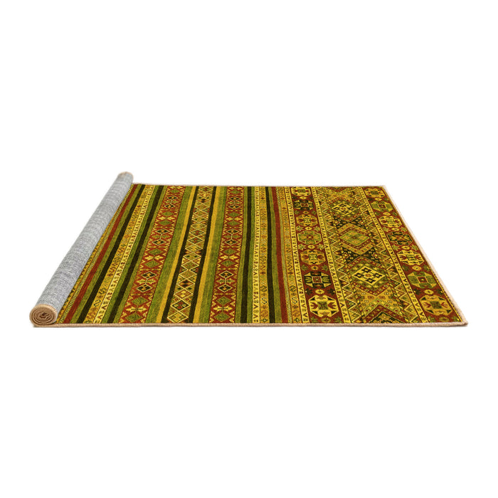 Sideview of Machine Washable Abstract Yellow Modern Rug, wshabs3081yw