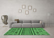 Machine Washable Abstract Emerald Green Modern Area Rugs in a Living Room,, wshabs3081emgrn