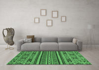 Machine Washable Abstract Emerald Green Modern Rug, wshabs3081emgrn