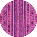 Round Machine Washable Abstract Pink Modern Rug, wshabs3081pnk