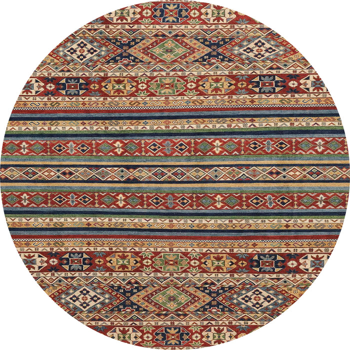 Round Abstract Brown Red Modern Rug, abs3081
