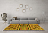 Machine Washable Abstract Yellow Modern Rug, wshabs3081yw