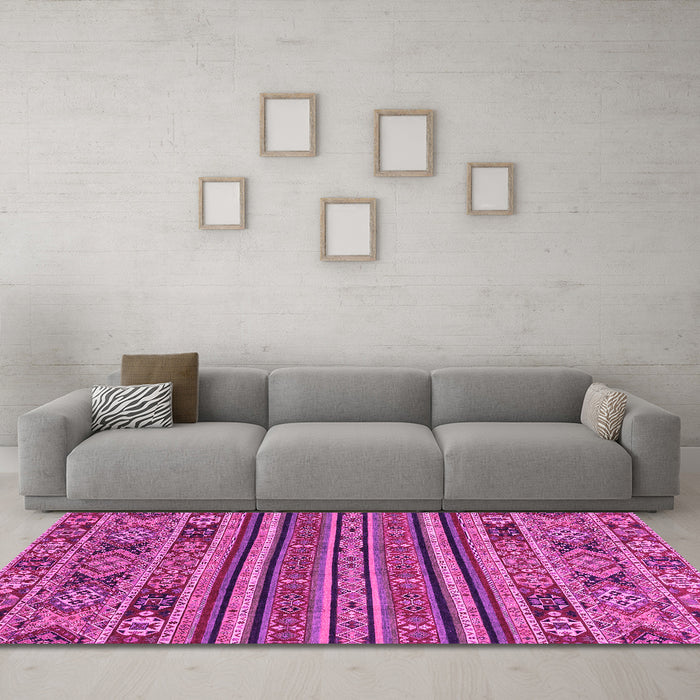 Machine Washable Abstract Pink Modern Rug in a Living Room, wshabs3081pnk