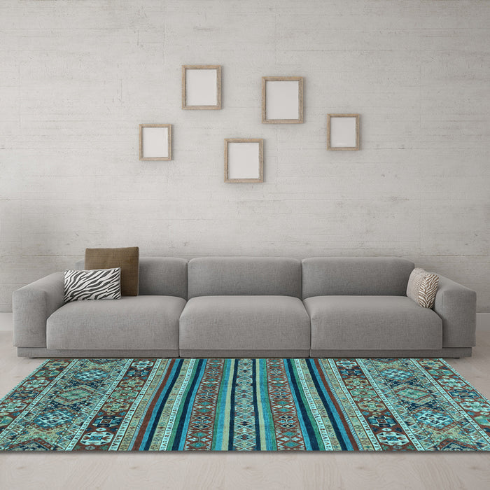 Machine Washable Abstract Light Blue Modern Rug in a Living Room, wshabs3081lblu