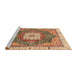 Sideview of Machine Washable Abstract Sandy Brown Rug, wshabs3082