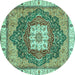 Round Abstract Turquoise Modern Rug, abs3082turq