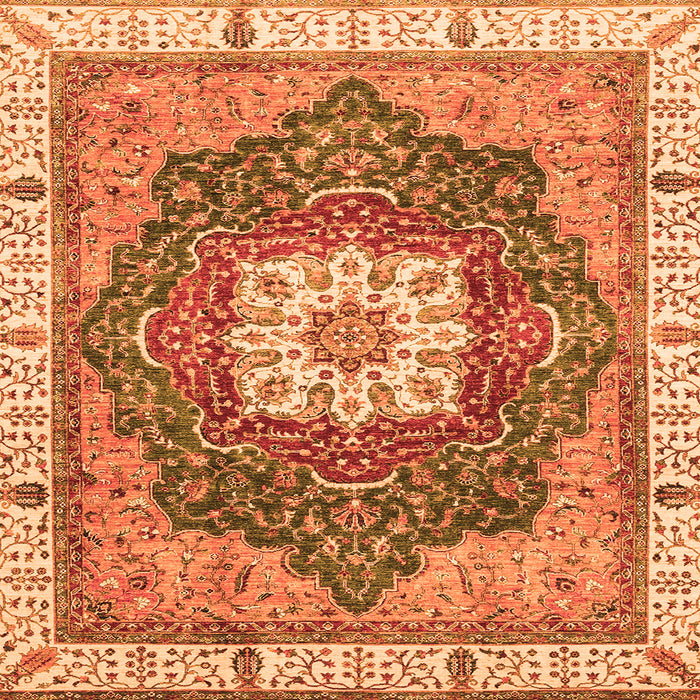 Square Machine Washable Abstract Orange Modern Area Rugs, wshabs3082org