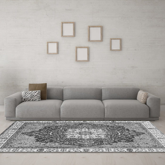 Machine Washable Abstract Gray Modern Rug in a Living Room,, wshabs3082gry