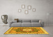 Machine Washable Abstract Yellow Modern Rug in a Living Room, wshabs3082yw