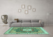 Machine Washable Abstract Turquoise Modern Area Rugs in a Living Room,, wshabs3082turq