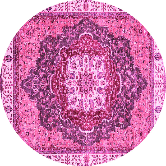 Round Abstract Pink Modern Rug, abs3082pnk