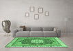 Machine Washable Abstract Emerald Green Modern Area Rugs in a Living Room,, wshabs3082emgrn