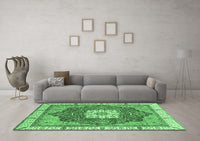 Machine Washable Abstract Emerald Green Modern Rug, wshabs3082emgrn