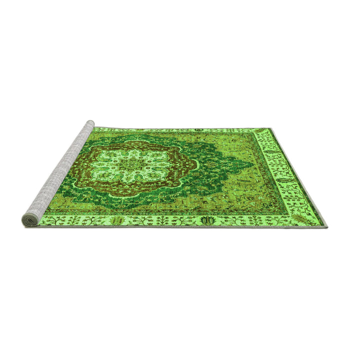 Sideview of Machine Washable Abstract Green Modern Area Rugs, wshabs3082grn