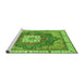 Sideview of Machine Washable Abstract Green Modern Area Rugs, wshabs3082grn