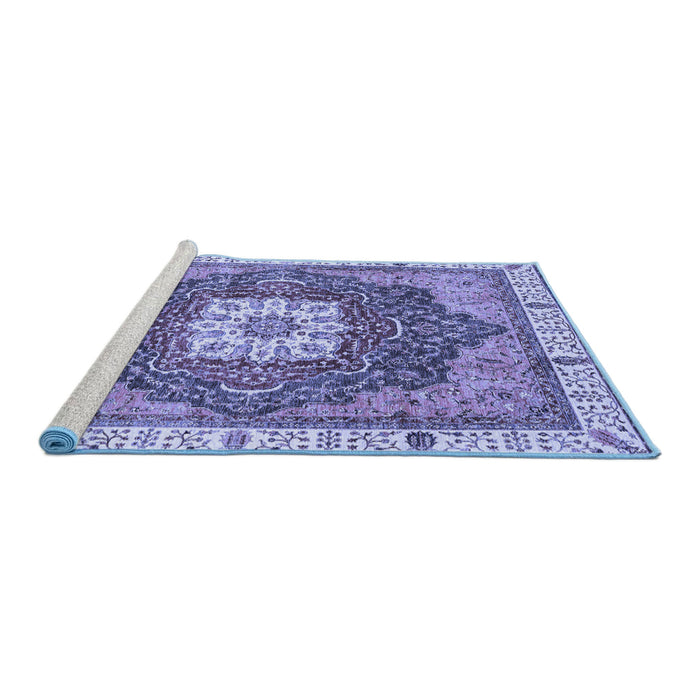 Sideview of Machine Washable Abstract Blue Modern Rug, wshabs3082blu