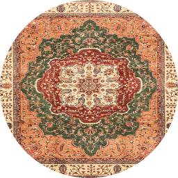 Round Abstract Sandy Brown Modern Rug, abs3082