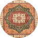 Round Abstract Sandy Brown Modern Rug, abs3082