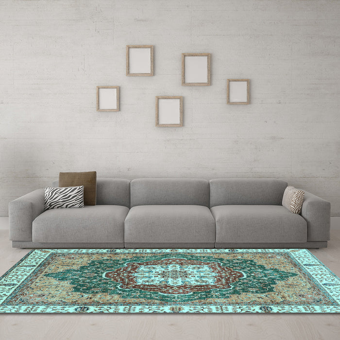 Machine Washable Abstract Light Blue Modern Rug in a Living Room, wshabs3082lblu