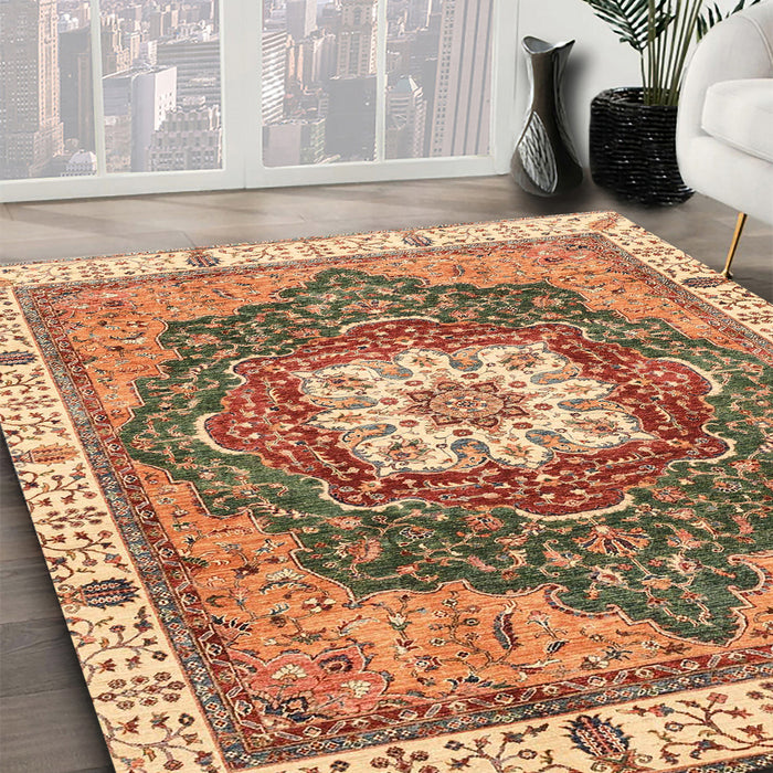 Abstract Sandy Brown Modern Rug in Family Room, abs3082