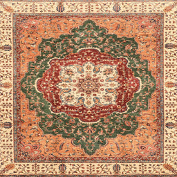 Square Abstract Sandy Brown Modern Rug, abs3082