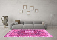 Machine Washable Abstract Pink Modern Rug, wshabs3082pnk