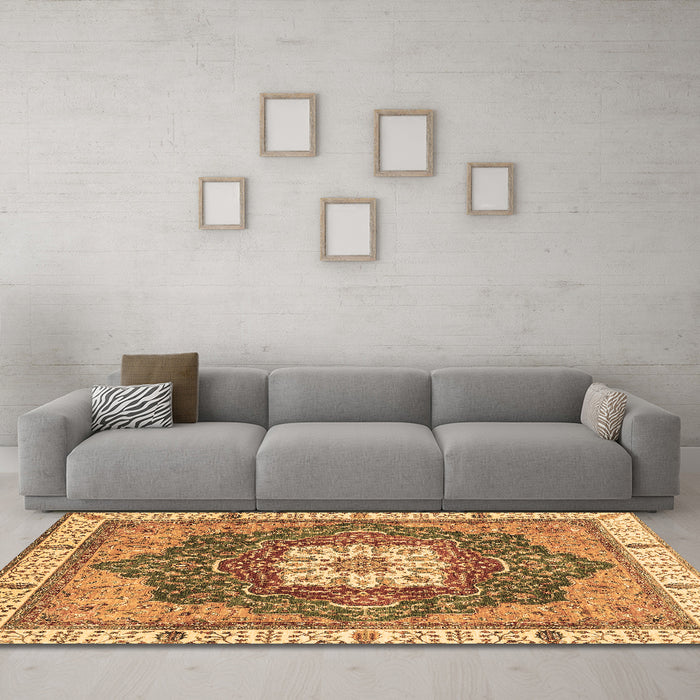 Machine Washable Abstract Brown Modern Rug in a Living Room,, wshabs3082brn