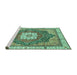 Sideview of Machine Washable Abstract Turquoise Modern Area Rugs, wshabs3082turq