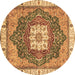 Round Abstract Brown Modern Rug, abs3082brn