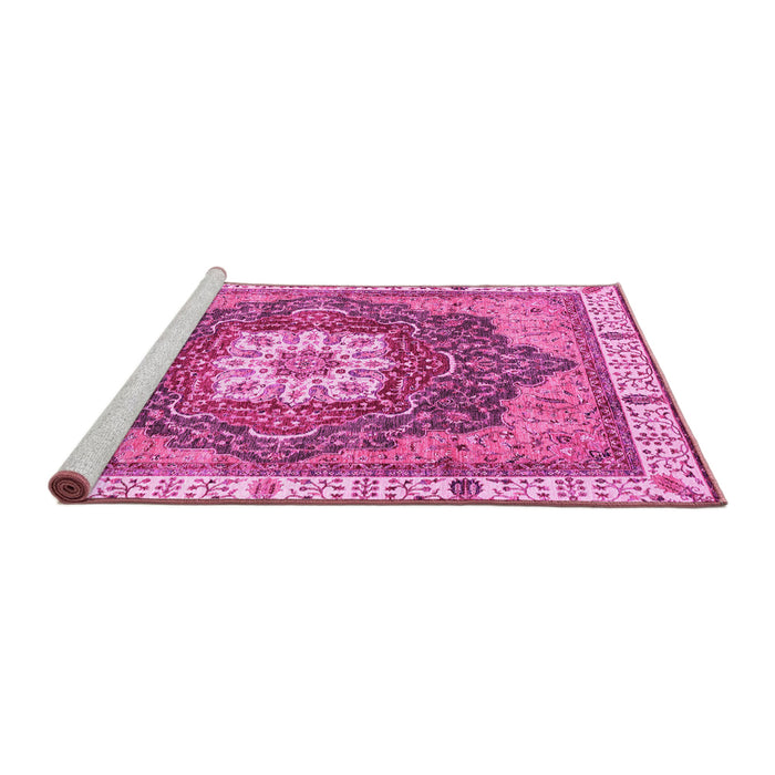 Sideview of Machine Washable Abstract Pink Modern Rug, wshabs3082pnk
