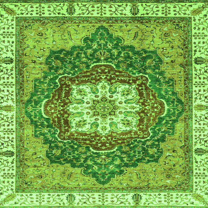 Square Machine Washable Abstract Green Modern Area Rugs, wshabs3082grn