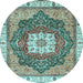 Round Abstract Light Blue Modern Rug, abs3082lblu