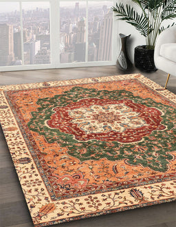 Machine Washable Abstract Sandy Brown Rug in a Family Room, wshabs3082