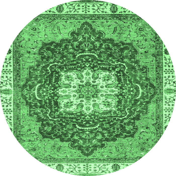 Round Abstract Emerald Green Modern Rug, abs3082emgrn