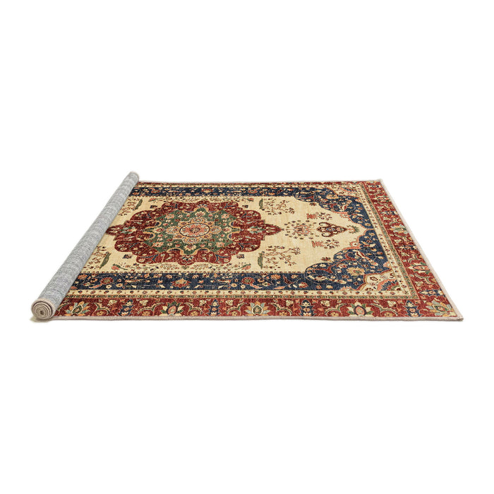 Sideview of Machine Washable Abstract Brown Red Rug, wshabs3083