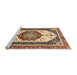 Sideview of Machine Washable Abstract Brown Red Rug, wshabs3083