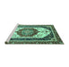 Sideview of Machine Washable Abstract Turquoise Modern Area Rugs, wshabs3083turq