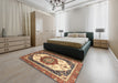 Abstract Brown Red Modern Rug in a Bedroom, abs3083