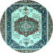 Round Abstract Light Blue Modern Rug, abs3083lblu